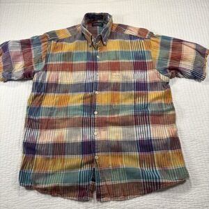 Gant - Men's Long Sleeve Button Down - Vintage 1960s - Plaid Mexican Fiesta -‎ M